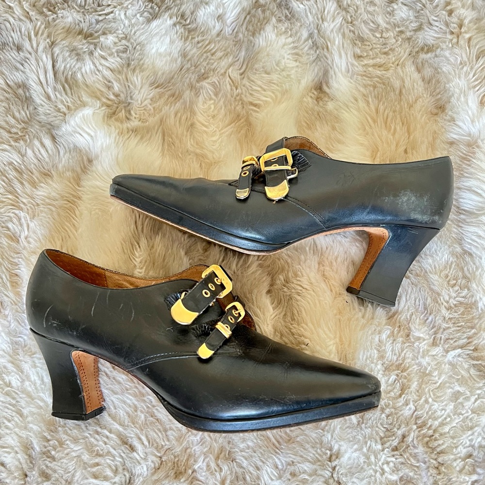 Vintage Buckle mules heels booties Victorian cosplay costume Halloween